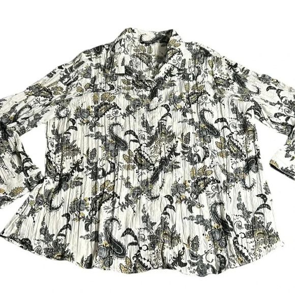 shirt ,blouse,women 4x,crinkle,lightweight,like new,paisley,front closure career - Picture 7 of 13